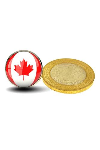 Kanada (Canada) Bayrak Rozeti - Paslanmaz Çelik Yuvarlak Yaka Rozeti