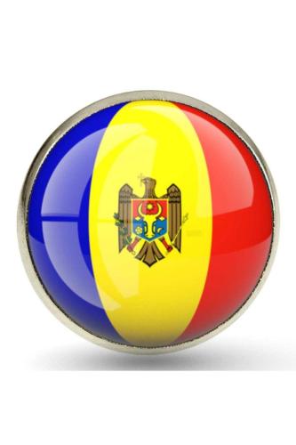 Moldova (Moldova) Bayrak Rozeti - Paslanmaz Çelik Yuvarlak Yaka Rozeti