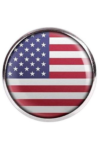 Amerika Birleşik Devletleri (United States) Bayrak Rozeti - Paslanmaz Çelik Yuvarlak Yaka Rozeti