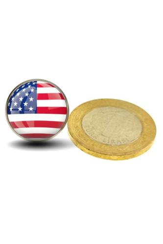 Amerika Birleşik Devletleri (United States) Bayrak Rozeti - Paslanmaz Çelik Yuvarlak Yaka Rozeti