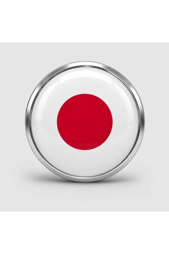 Japonya (Japan) Bayrak Rozeti - Paslanmaz Çelik Yuvarlak Yaka Rozeti