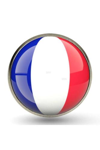 Fransa (France) Bayrak Rozeti - Paslanmaz Çelik Yuvarlak Yaka Rozeti