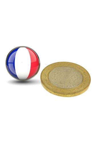 Fransa (France) Bayrak Rozeti - Paslanmaz Çelik Yuvarlak Yaka Rozeti