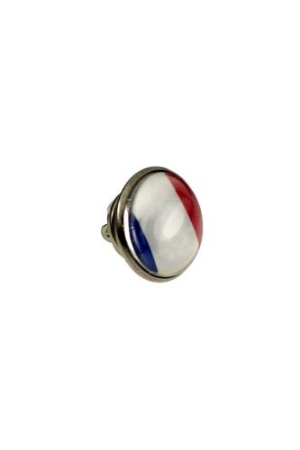 Fransa (France) Bayrak Rozeti - Paslanmaz Çelik Yuvarlak Yaka Rozeti