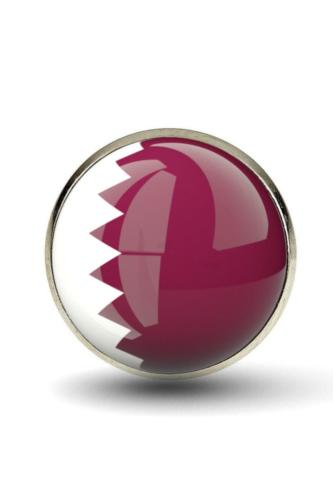 Katar (Qatar) Bayrak Rozeti - Paslanmaz Çelik Yuvarlak Yaka Rozeti
