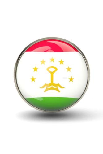 Tacikistan (Tajikistan) Bayrak Rozeti - Paslanmaz Çelik Yuvarlak Yaka Rozeti