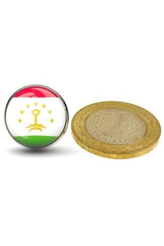 Tacikistan (Tajikistan) Bayrak Rozeti - Paslanmaz Çelik Yuvarlak Yaka Rozeti