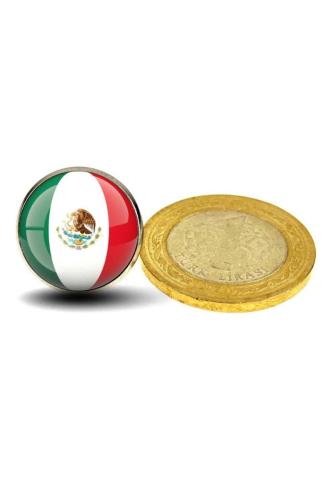 Meksika (Mexico) Bayrak Rozeti - Paslanmaz Çelik Yuvarlak Yaka Rozeti