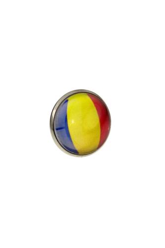 Romanya (Romania) Bayrak Rozeti - Paslanmaz Çelik Yuvarlak Yaka Rozeti