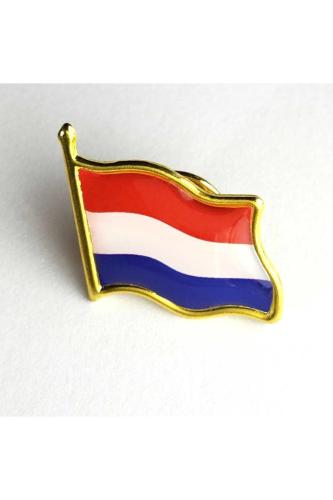 Hollanda (Netherlands) Bayrak Rozeti - Altın Renk Metal Şekilli Yaka Rozeti