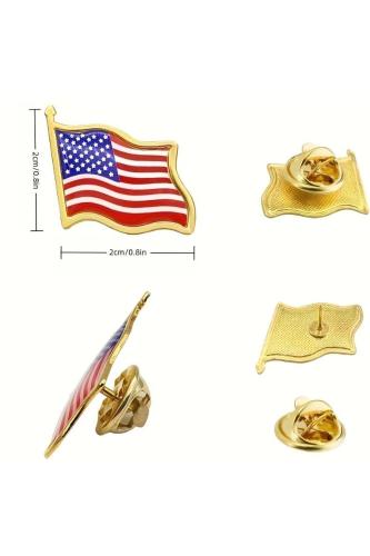 Amerika Birleşik Devletleri (United States) Bayrak Rozeti - Altın Renk Metal Şekilli Yaka Rozeti