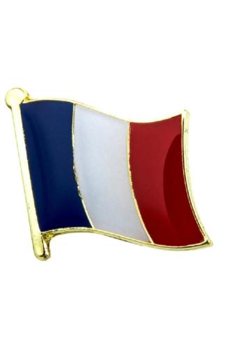 Fransa (France) Bayrak Rozeti - Altın Kaplama Ufak Yaka Rozeti