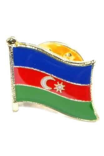 Azerbaycan (Azerbaijan) Bayrak Rozeti - Altın Kaplama Ufak Yaka Rozeti