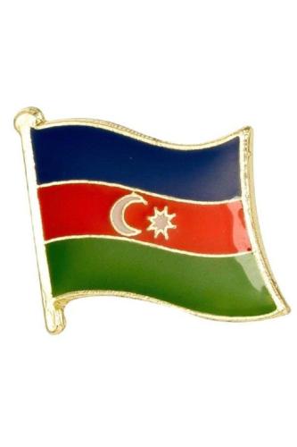 Azerbaycan (Azerbaijan) Bayrak Rozeti - Altın Kaplama Ufak Yaka Rozeti