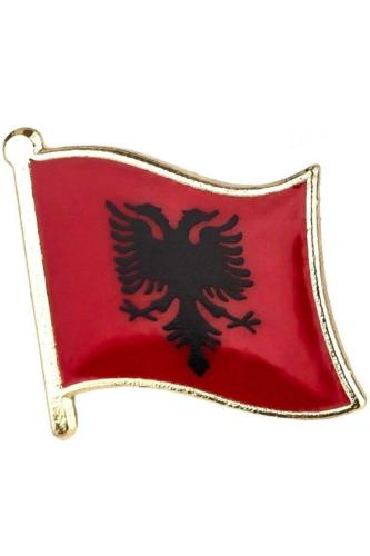 Arnavutluk (Albania) Bayrak Rozeti - Altın Kaplama Ufak Yaka Rozeti