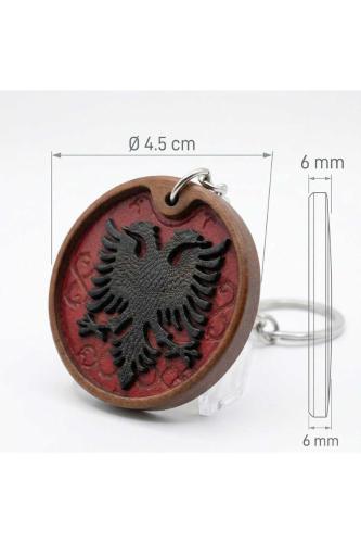 Çift Başlı Kartal Ahşap Anahtarlık 3D Kabartmalı El Yapımı Premium Aksesuar 4.5 cm
