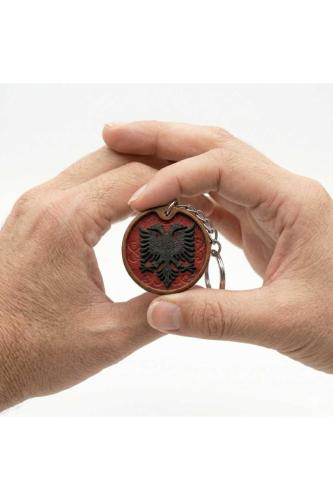 Çift Başlı Kartal Ahşap Anahtarlık 3D Kabartmalı El Yapımı Premium Aksesuar 4.5 cm