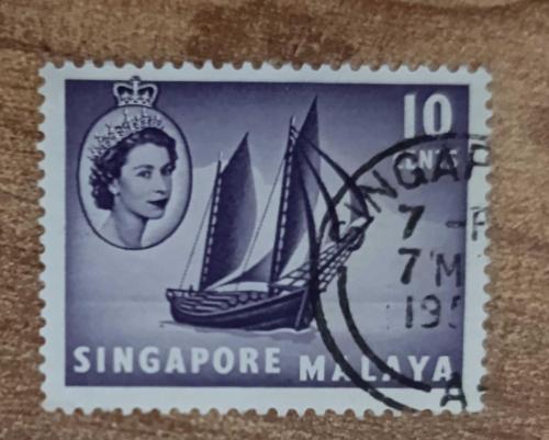 İngiliz Sömürgesi Malezya _ Singapur _ damgalı pul