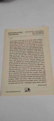 25 Eylül 2015-Orijinal Takvim Yaprağı-Doğum Günü-Söz,Nişan,Nikâh,Düğün ve Önemli Günler Hediyesi-Nesin Vakfı Takvimi-Kalpazanlık Bile Yapılamıyor-Aziz Nesin'in Kalpazanlık Bile Yapılamıyor adlı kitabından.