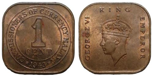Malaya 1943 Yılı 1 Cent ÇİL