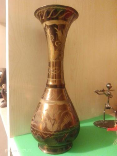 Erzincan kalem işlemeli bakır vazo (28 cm)