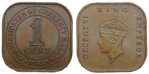 Malaya 1945 Yılı 1 Cent ÇİL