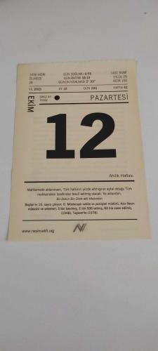 12 Ekim 2015-Orijinal Takvim Yaprağı-Doğum Günü-Söz,Nişan,Nikâh,Düğün ve Önemli Günler Hediyesi-Nesin Vakfı Takvimi-Baştan'ın 10. sayısı çıkıyor, O. Müstecaplı sahibi ve yazıişleri müdürü, Aziz Nesin müessisi ve sekreteri; 5 bin basılmış, 2 bin 500 satmış, 83 lira zarar edilmiş (1948). Taşkent'te (1978).-Bir Günde yedi Açılış-Aziz Nesin'in Koltuk adlı kitabından.