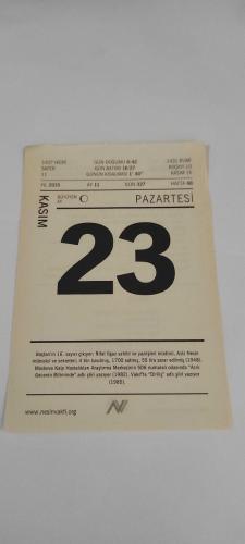23 Kasım 2015-Orijinal Takvim Yaprağı-Doğum Günü-Söz,Nişan,Nikâh,Düğün ve Önemli Günler Hediyesi-Nesin Vakfı Takvimi-Baştan'ın 36. sayısı çıkıyor, Ridat ligaz sahibi ve yazıişleri müdürü, Aziz Nesin mlessisi ve sekreteri: 4 bin basılmış, 1700 satmış, 55 lira zarar edilmiş (1948). Moskova Kalp Hastalıkları Araştırma Merkezinin 506 numaralı odasında 