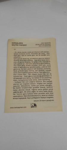 27 Kasım 2015-Orijinal Takvim Yaprağı-Doğum Günü-Söz,Nişan,Nikâh,Düğün ve Önemli Günler Hediyesi-Nesin Vakfı Takvimi-Ankara'da ''Bu Başka İnsan'' adlı şiire başlıyor (1989).-Kargaların Seçtiği Padişah-Aziz Nesin'in Memleketin Birinde adlı kitabından.
