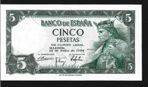 ** İSPANYA ( 5 * PESETAS - R 1 329043 ) 1954 - ÇİL