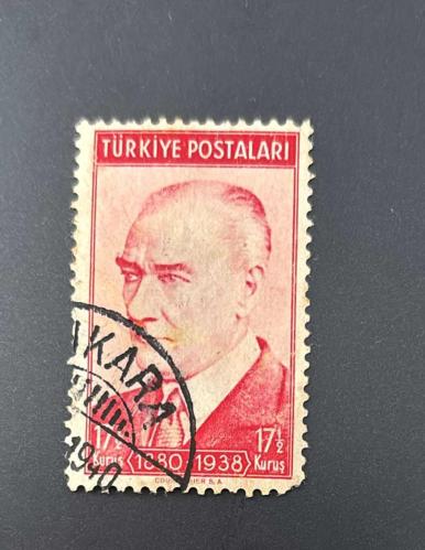 Türk Pulu - Turkish Stamp - Postadan Geçmiş Pul Filateli - ANKARA 1940 DAMGALI - ATATÜRK TEMALI PUL, 17 1/2 KURUŞ- Türkiye Cumhuriyeti - NOSTALJİK DOĞUM GÜNÜ HEDİYESİ