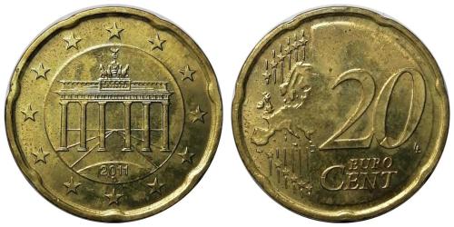Almanya 2011 Yılı 20 Cent (Euro Cent) ÇİL
