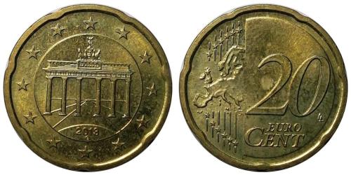 Almanya 2013 Yılı 20 Cent (Euro Cent) ÇİL