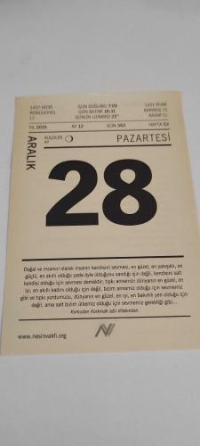 28 Aralık 2015-Orijinal Takvim Yaprağı-Doğum Günü-Söz,Nişan,Nikâh,Düğün ve Önemli Günler Hediyesi-Nesin Vakfı Takvimi-Bizim Hemşeri-Aziz Nesin'in Toros Canavarı adlı kitabından.