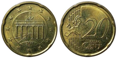 Almanya 2011 Yılı 20 Cent (Euro Cent) ÇİL