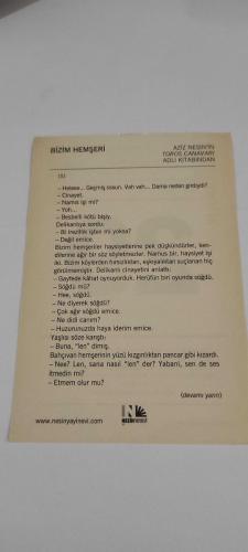 29 Aralık 2015-Orijinal Takvim Yaprağı-Doğum Günü-Söz,Nişan,Nikâh,Düğün ve Önemli Günler Hediyesi-Nesin Vakfı Takvimi-Bizim Hemşeri-Aziz Nesin'in Toros Canavarı adlı kitabından.