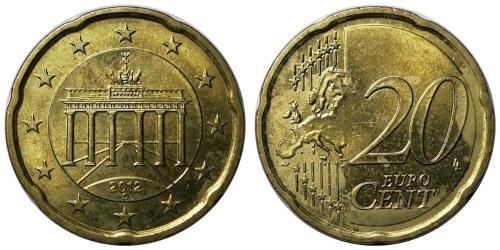 Almanya 2012 Yılı 20 Cent (Euro Cent) ÇİL