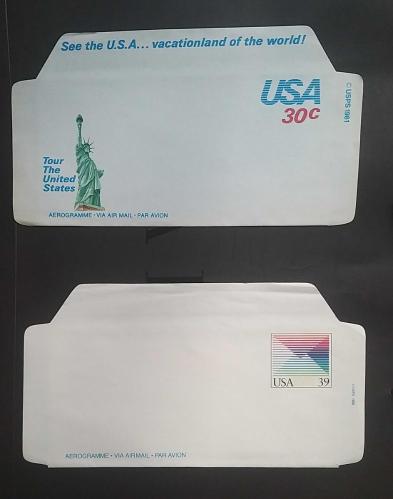 USA Amerika Birleşik Devletleri  70-80 li yıllar Aerogramme Zarflar 4 adet