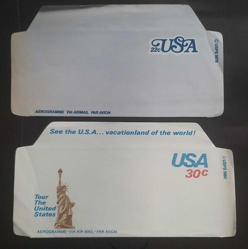 USA Amerika Birleşik Devletleri  70-80 li yıllar Aerogramme Zarflar 4 adet