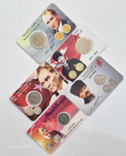 1 YTL,50 Y.Krş ,25 Y.Krş.10 Y.Krş,5 Y.Krş  * 5 li SET Her  biri Özel Baskılı Kit Kapamada