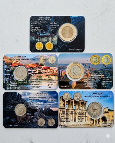 1 YTL,50 Y.Krş ,25 Y.Krş.10 Y.Krş,5 Y.Krş  * 5 li SET Her  biri Özel Baskılı Kit Kapamada