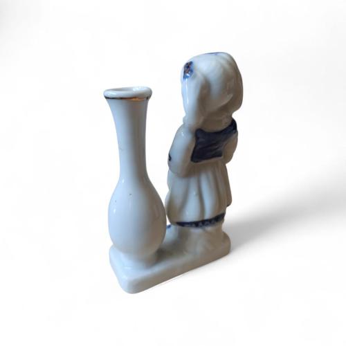 vintage porselen kız figürlü mini vazo & 11 cm