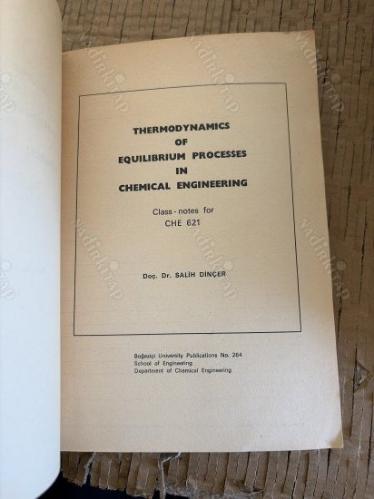 Thermodynamıcs of Equılıbrıum Processes ın Chemıcal Engıneerıng