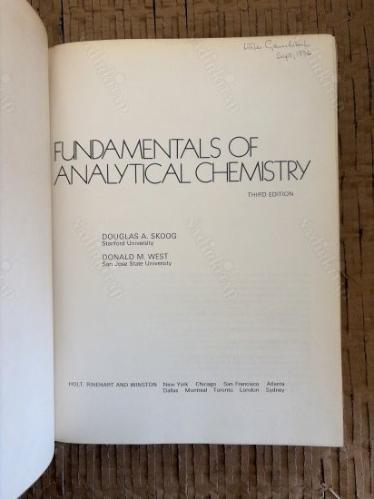 FUNDAMENTALS OF ANALYTICAL CHEMISTRY - THIRD EDITION - CİLTLİ