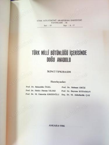 TÜRK MİLLİ BÜTÜNLÜĞÜ İÇERİSİNDE DOĞU ANADOLU
