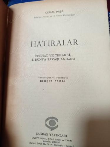 BAHRİYE NAZIRI VE 4. ORDU KUMANDANI HATIRALAR