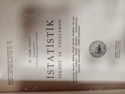 İSTATİSTİK TEKNİĞİ VE UYGULAMASI