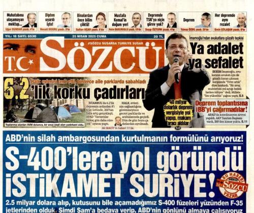 25 Nisan 2025 SÖZCÜ GAZETESİ Doğum Günü Gazetesi (25.04.2025) Doğumgünü Hediyesi | Sıradışı Hediye | Özel Gün Hediyeleri | GAZETE ARŞİVİ