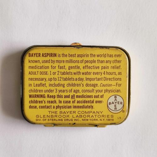 BAYER- Aspirin / Teneke İlaç Kutusu ( Eczacılık Tarihi - Mesleki Obje )