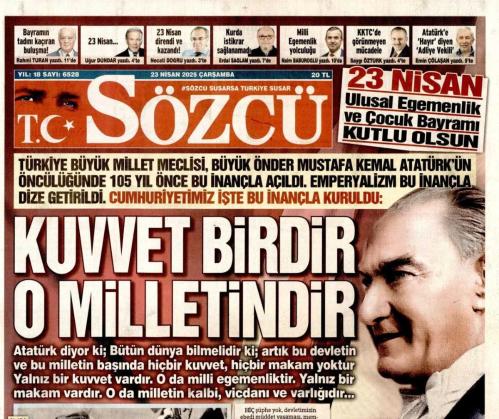 23 Nisan 2025 SÖZCÜ GAZETESİ Doğum Günü Gazetesi (23.04.2025) Doğumgünü Hediyesi | Sıradışı Hediye | Özel Gün Hediyeleri | GAZETE ARŞİVİ